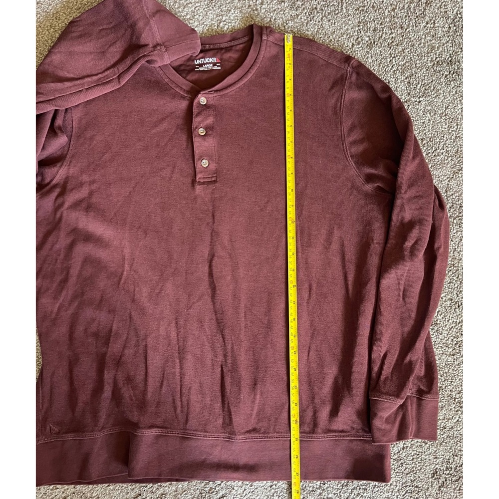 UNTUCKIT Veneroso Henley Shirt Mens Long Sleeve Brown Casual Large Regular Fit - Picture 6 of 6